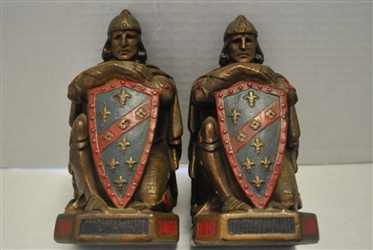 Set Antique Knight Bookends, Armor Bronze